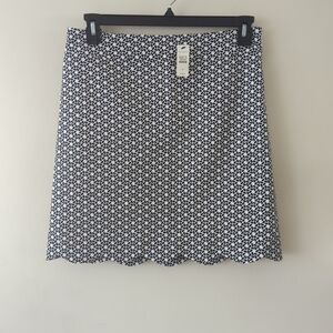 NWT talbots cotton A-line geometric business career skirt /white size 6